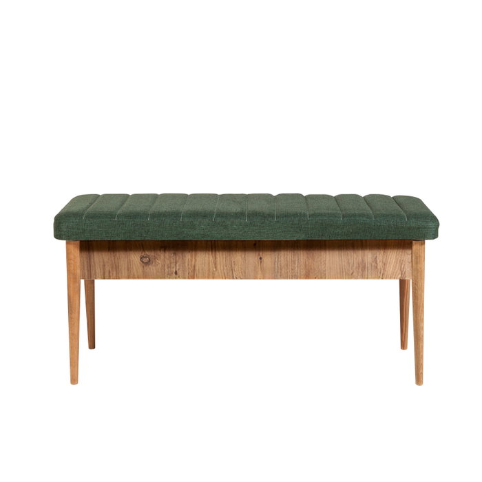 Hanah Home Vina 1070 Juego de Mesa y Sillas de Comedor Extensible, Pino Atlántico y Verde, Tablero Melamina y Lino, Patas Carpe